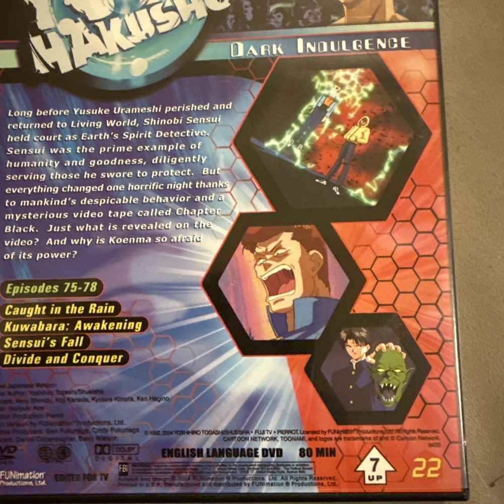 Vol. 22-Dark Indulgence (DVD, 2004) Ghost Files Yu‎ Yu Hakusho Episodes 75-78 - Picture 4 of 7